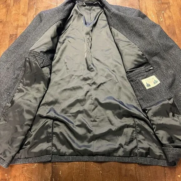 Vintage LL Bean Wool Blend 50 Tall Sport Coat Blazer Overcoat Retro Houndstooth - Picture 5 of 12